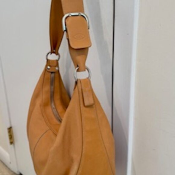 VINTAGE TOD'S TAN LEATHER HOBO BAG HANDBAG * MADE IN ITALY - Picture 7 of 15